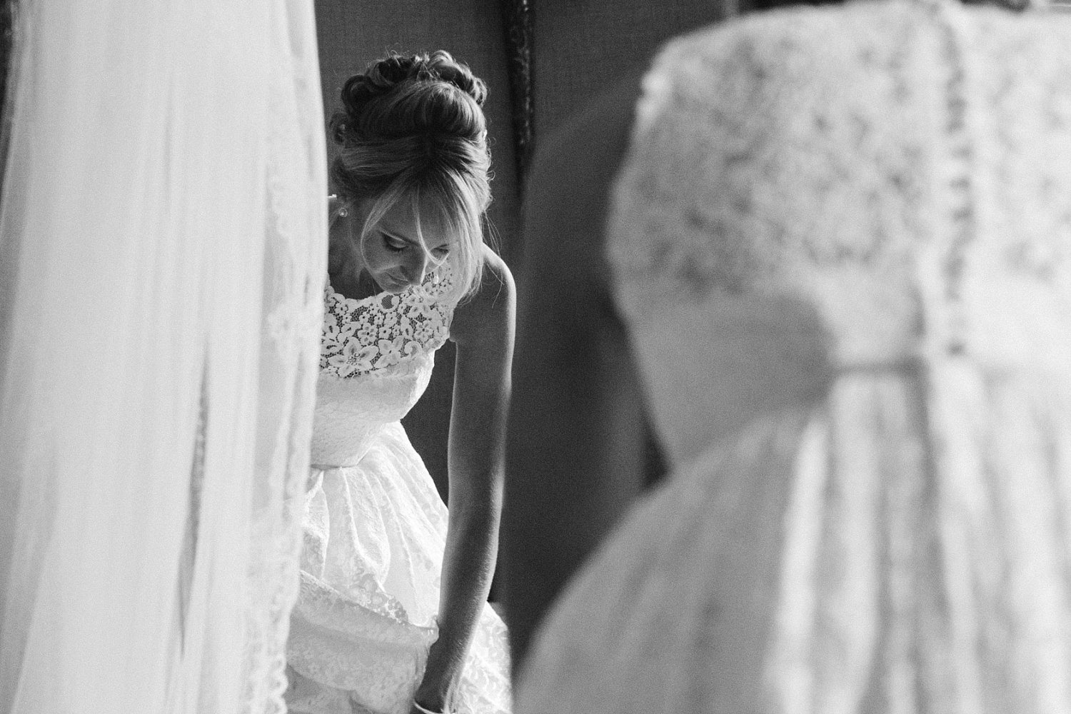 Bridal prep at a luxury wedding at Carlowrie Castle. Bride wearing Caroline Castigliano photo